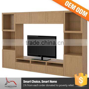 L Shaped New Model Wooden Tv Cabinet Designs With Showcase photo-2