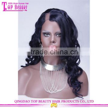 Factory Price brazilian loose wave human hair dark blue u part wigs