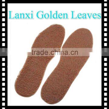 Winter warm latex sheep wool felt insole with cut line