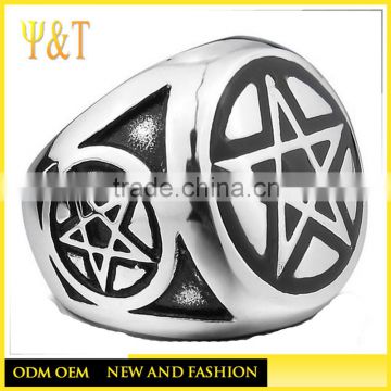 China factory fashion religious mens signet rings, religious symbol star rings (HF-008)