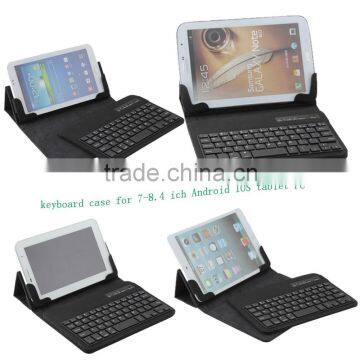 Universal Wireless Bluetooth Keyboard Leather Case for 7-8 inch IOS Android tablet pc