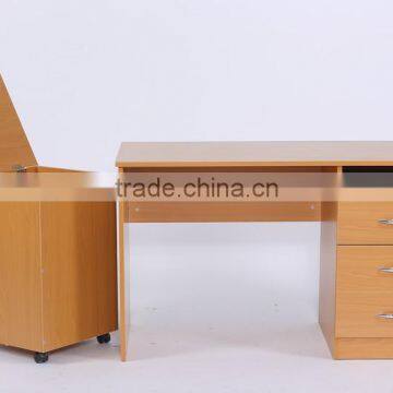 High Quality PB/MDF Computer Table With Bookcase And Drawers Cabinet