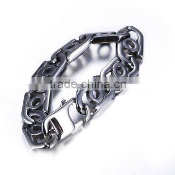 Fashion Silver Tone Curb Chain Bangle Men Stainless Steel Bracelet photo-2
