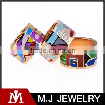 Stainless Steel Enamel Ring , Gold Enamel Ring Fashion Women Ring