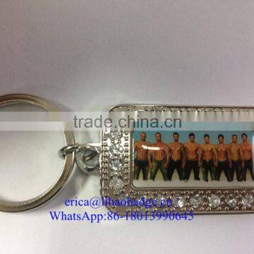 Promotional Gifts Your Own Logo Zinc Alloy Metal Key Chain with crystal