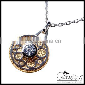 Chameleon Antique Hollow Screw Plate Holder Fashion Stainless Steel Necklace