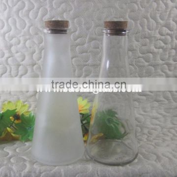 350ml cone-shape glass beverage/milk/juice bottles with cork