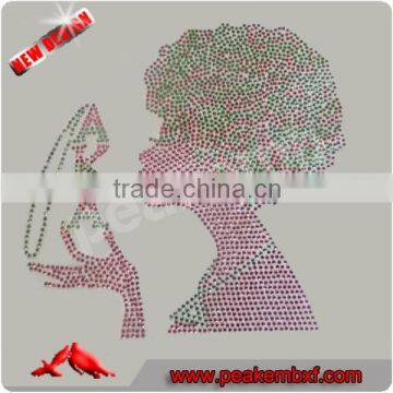 Bling Hot Fix AKA Afro Lady Rhinestone Appliques Iron on Design