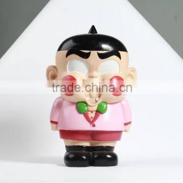 scared boy japanese black hat coin bank, cartoon character OEM money box, customized china maunfacturer