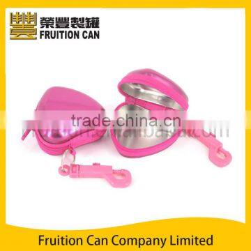 Small Heart Shape Metal Tin Box with Zipper