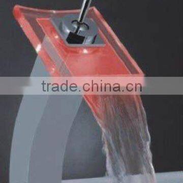 Single Handle Chrome Waterfall LED Bathroom Sink Faucet