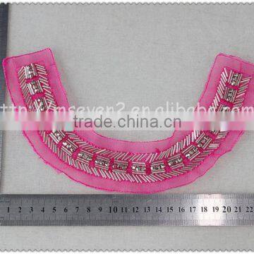 2016 New Design Handmade Red Net Fabric Beaded Collar, Crystal Tube Round Beads Collar photo-2