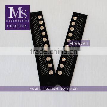 high quality polyester fabric matal eyelet applique net embroidery collar for sale