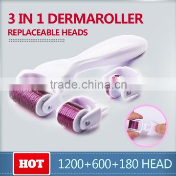 3 in 1 Titanium Derma Roller Kit with 3 replaceable head technology Customize Colors