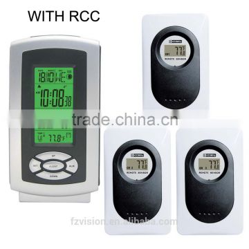 Wilreless Backlight rf Weather Station with Radio Controlled Clock Outdoor 3 Remote Transmitter Digital Alarm Clock