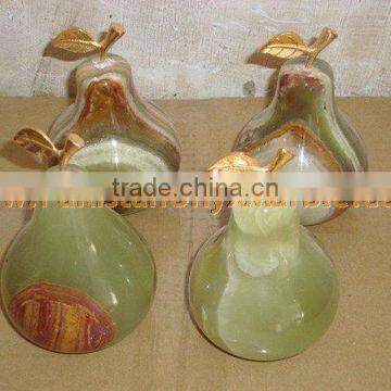 Pakistan Best Price KITCHEN AND DINING DECORATION ONYX PEAR WITH BRASS LEAF HANDICRAFTS