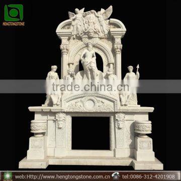 Freestanding White Marble Statue Double Decorative Fireplace Mantel