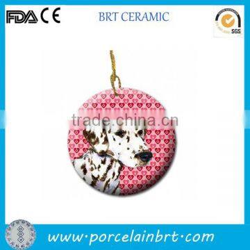 Creative printing design round Ceramic Animal Hanging Ornament