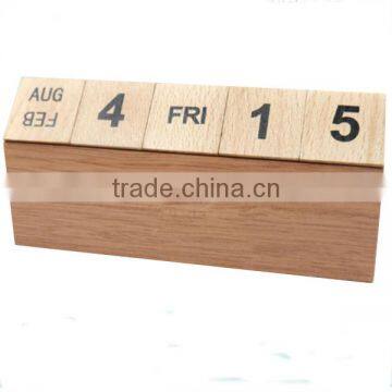 Custom Beech Solid Wood Box Calendar, Desk Top DIY Perpetual Calendar Wooden photo-3
