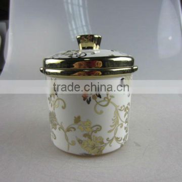 round electroplated ceramic tureen with cover