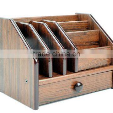 High Quality With Drawer Multi-Function Wood Pen Holder photo-4