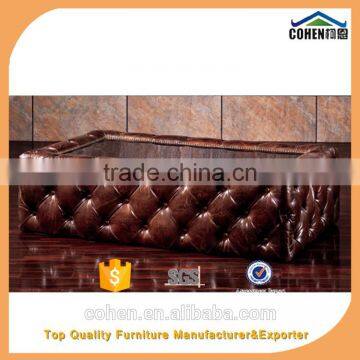 Jane European Style Cheap Living Room Furniture Design Center Table Trunk With Genuine Leather Covered