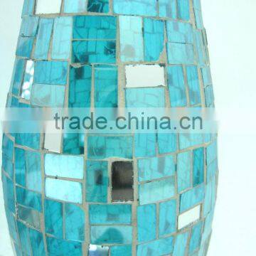 Hotel Decoration Blue Shimmering Mirrored Mosaic Fresh Art Deco Vase photo-5
