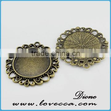 round glass cabochons metal base	,Alloy Jewelry accessory,Wholesale alloy metal blank pendants