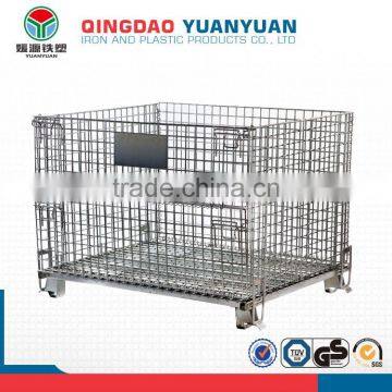 Stackable foldable iron net container galvanized steel roll cage metal storage