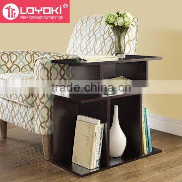 Living Room Wood Sofa Side Table Mdf Home Furniture Bookcase Book Display Multifunction Wood Corner Bookshelf photo-2