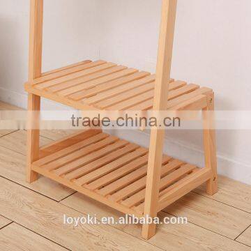 Solid Beech Wood Coat Rack Hat Purse Display Stand With Shoe Bench Entry Way Coat Rack photo-4