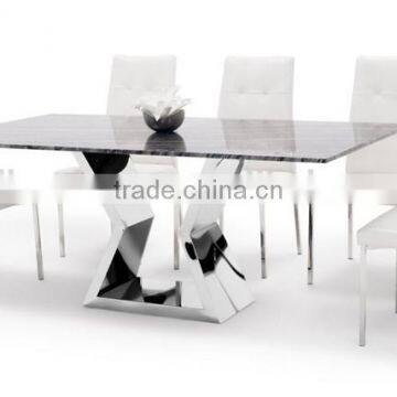 Modern Dining Table With Marble Top and Chrome Base photo-6