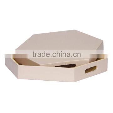 Hexagon Colored Lacquer Serving Tray, Spun Bamboo Tray photo-3