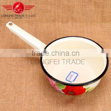 Enamelware Casserole /enamel Casserole Pot Milk Pot With Flower Decal photo-2