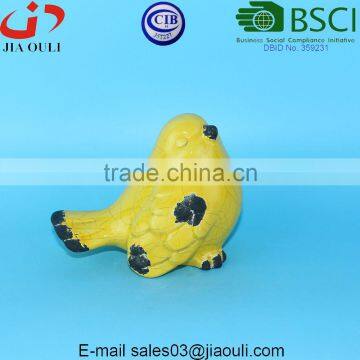 BSCI Audit DEHUA Factory EASTER Decorations Crakle Glazed Yellow Ceramic Bird Figurine Home Decor Accents photo-2