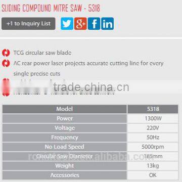 RONIX WOOD WORKING TOOLS MITER SAW 1850 MODEL 5318 HIGH PRECISION photo-2