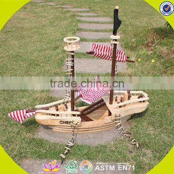 Wholesale DIY 3D Baby Wooden Pirate Ship Toy Handmade Kid Wooden Pirate Ship Toy Cool Kids Wooden Toy Pirate Ship W03B001 photo-3