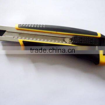 High quality Rubber grip Utility Knife with 8 pcs of spare blades