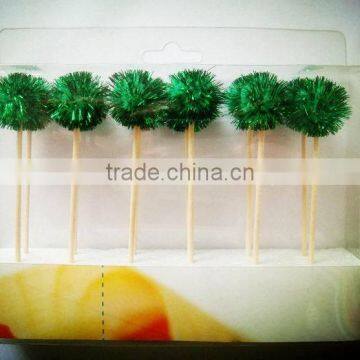 Pompon Decorative Glitter Floral Cocktail Picks photo-2