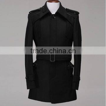 Man slim fit long style wool blend jacket 2015