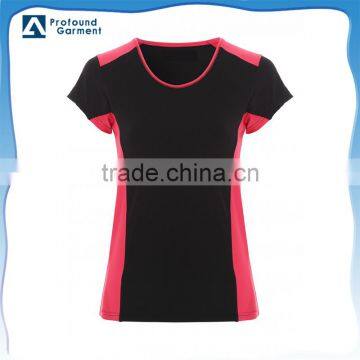 OEM custom combine black and red colour spandex stringer women fitness sport bodysuit