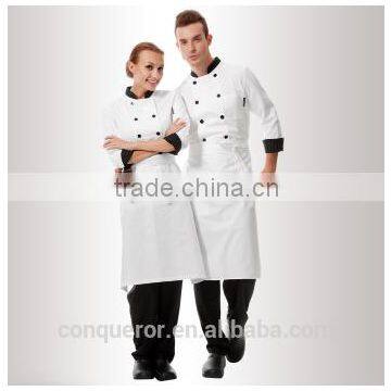 chef uniform cook uniform made of 100% wool ,poleyster viscose fabric made in China