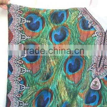 Peacock DIGITAL Print Crepe Silk Kaftan CAFTAN Tunic Poncho Blouse PEACOCK PRINT photo-3