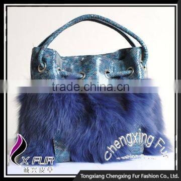 CX-H-27B Best Selling Women Fox Fur Hand Bag Handbag