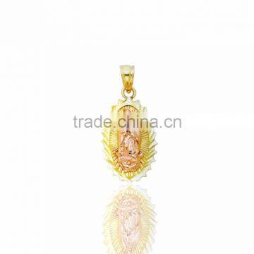 Two tone plated mother mary and child pendant