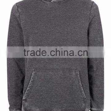 OEM Service Stone Washing Plain Sweatshirt Men Dark Grey Burnout Wash Hoodie Blank Pullover Custom Branding photo-3