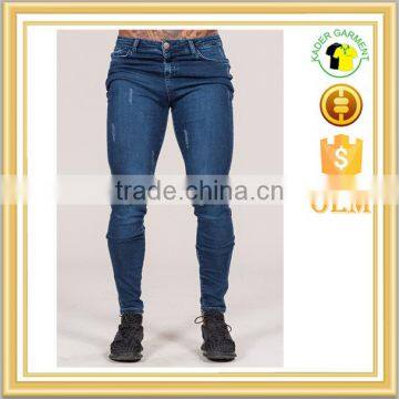 2016 new design destoryed denim jeans pants for man crushed jeans tight jeans