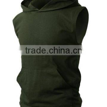 OEM New Design Cotton Plain Mens Custom Sleeveless Hoodie With Pocket photo-5