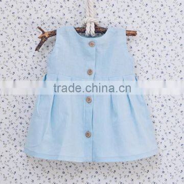Sleeveless New Model Girl Dress High Waist Baby Linen Dress Summer photo-4