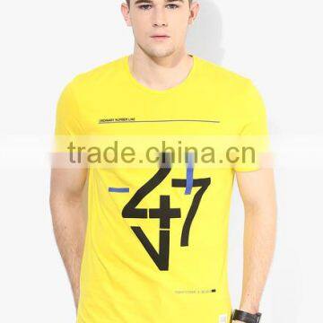 Yellow Printed Round Neck T-Shirt